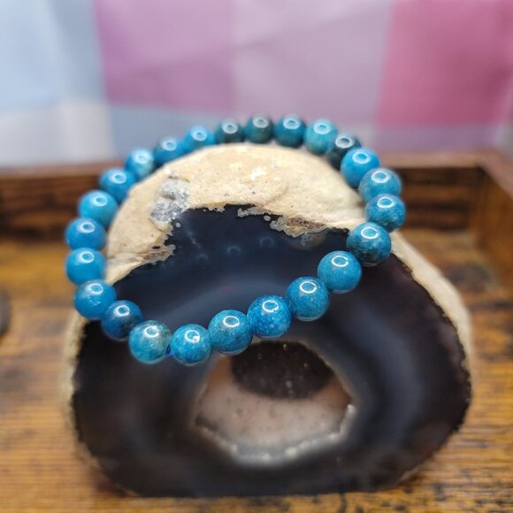 Blue Apatite Crystal Braclet - Picture 3 of 3